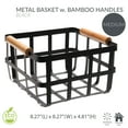 thumbnail image 2 of Simplify 4 Pack Square Metal Decorative Storage Basket with Bamboo Handles in Black, 2 of 5