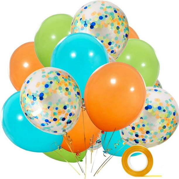 Conjunto de combinación de globos de látex perlados de verano, confeti y artículos de decoración para fiestas de cumpleaños