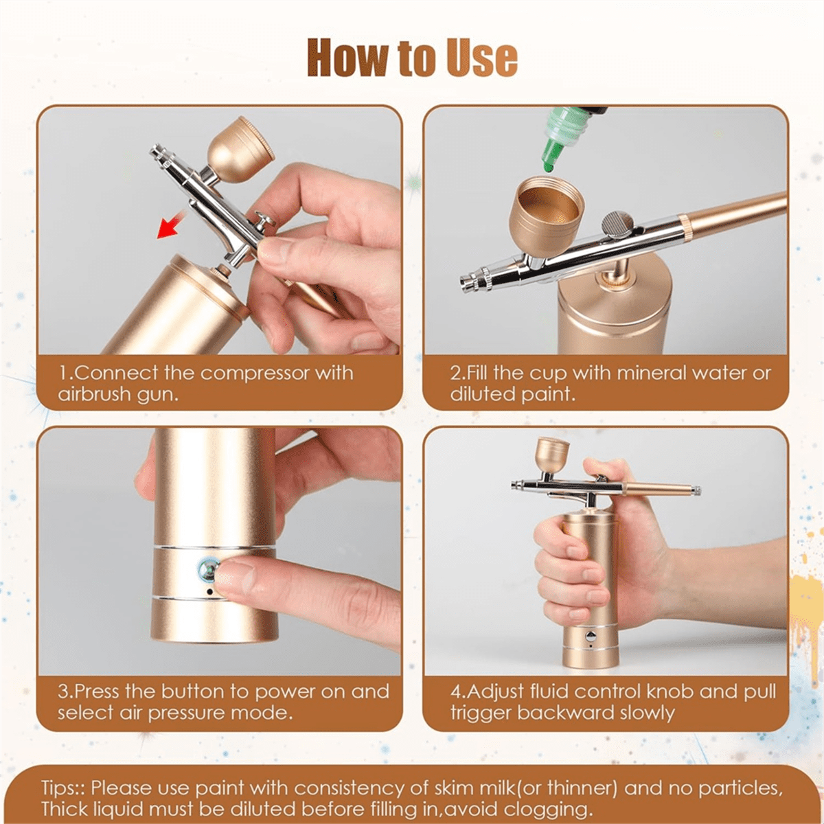 Airbrush - Kit Rechargeable Cordless Airbrush Compressor - Nail Art Airbrush Kit Portable AirBrush for Nails, Cake