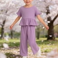 thumbnail image 2 of Bovxnpu Girls Summer Clothing Sets Striped Sleeveless V-neck Kids Breathable Casual Top and Pants Outfit Set, 2 of 8