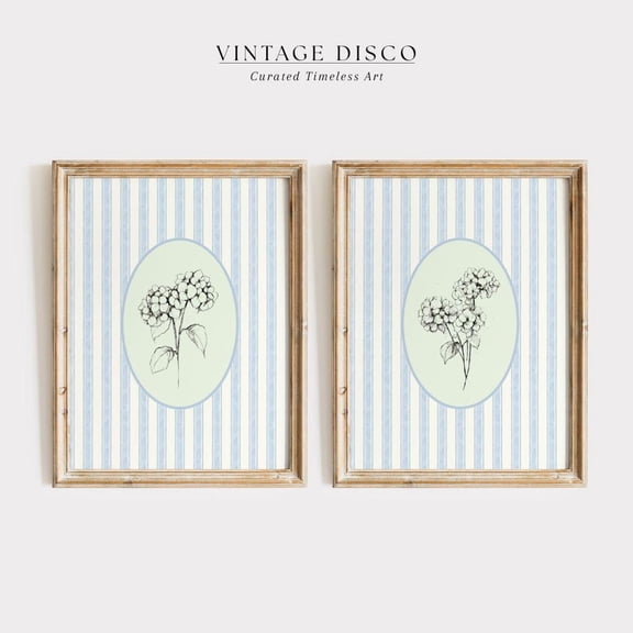 Luvia Nancy Meyers Inspired Hydrangea Coastal Grandmother, French Country Cottagecore Decor, Vintage Floral Nursery, Modern Wall Decor Set 2 Prints 8x12 UNFRAMED