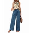 thumbnail image 2 of Conjuntos de Verano de 2 Piezas para Mujer: Top Corto Sin Mangas, Pantalones Anchos y Sueltos, Conjuntos A Juego para Vacaciones. Azul XL, 2 of 9