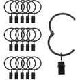 thumbnail image 2 of Artrylin 10 Pack Openable Metal Curtain Rings with Clips, Heavy Duty Rustproof Decorative Vintage Drapery Rings Curtain Hooks Clips Rod Hangers, Black, 2 of 8