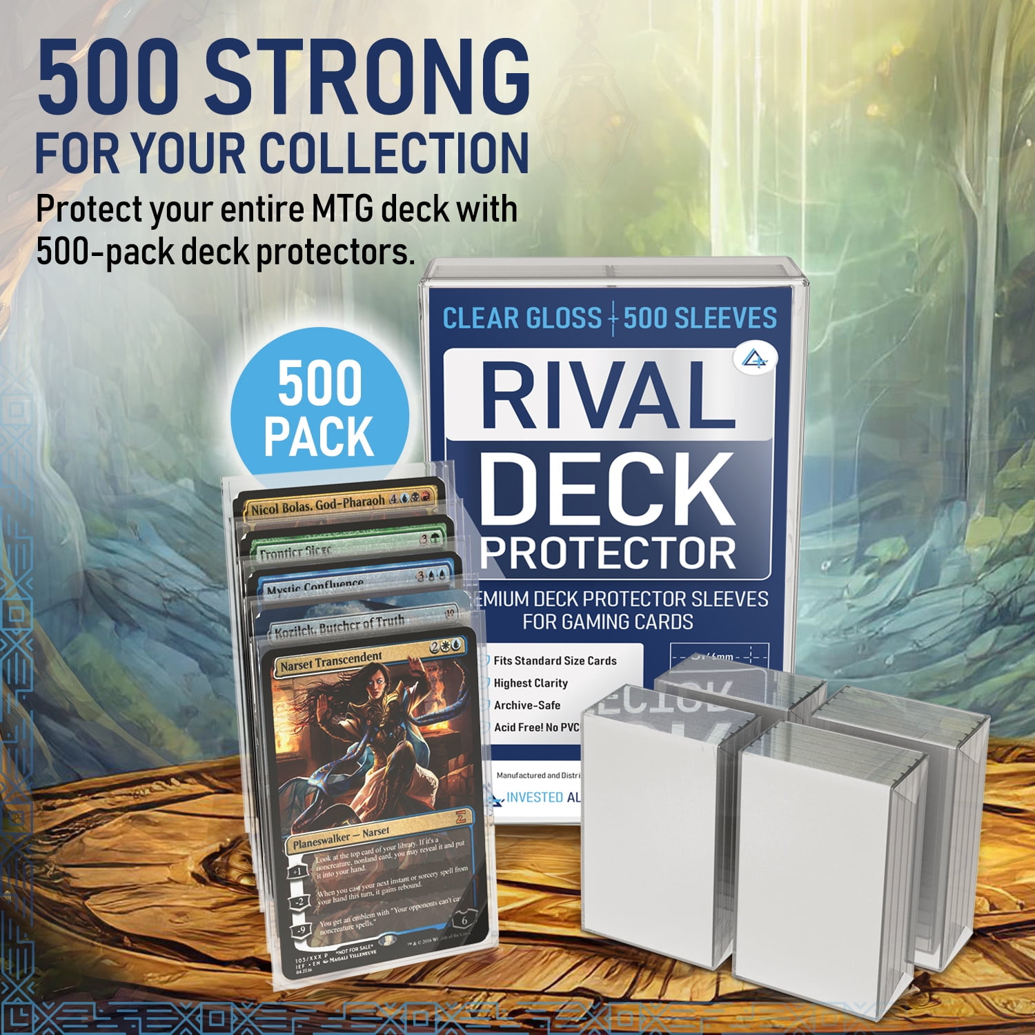 Premium 500 Count - Rival Clear Gloss Deck Protectors | MTG Card Sleeves Clear, Magic Card Sleeves, Sports/TCG Card Sleeves, MTG Card Game Sleeves, MTG Sleeves, MTG Deck Sleeves, Card Sleeves MTG.