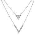 thumbnail image 1 of Women's Stainless Steel Hipster Triangle White Stone Necklace, 1 of 1
