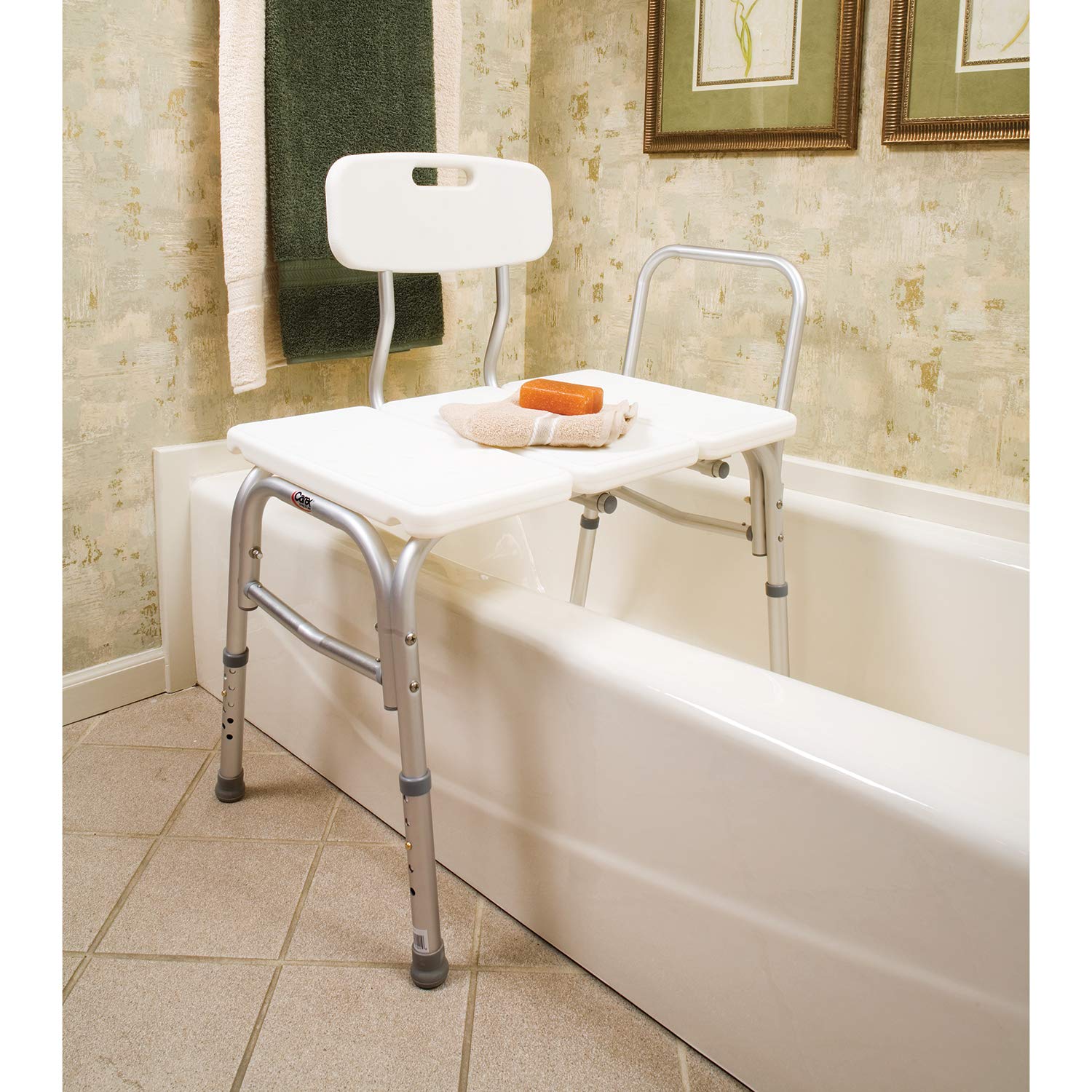 Carex Shower and Bath Transfer Bench with Height Adjustable Legs, 300 lb Weight Capacity - image 2 of 9