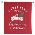 thumbnail image 2 of Christmas Tree Truck Red Background Semi Sheer Curtains Drapes for Living Room, Bedroom, French Doors Window 45 Inches Long, Rod Pocket Chiffon Curtain Drapery Voile Draperies Panel, 2 of 6