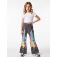 thumbnail image 2 of 9-10Y Girls Colored Flared Pants Digital Print Trousers Slim-Fit Wide Leg Flare for Spring Summer Autumn, 2 of 6