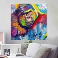 thumbnail image 3 of Abstract Canvas Art, Chimp Art, Monkey Canvas Art, Modern Artwork, Thinking Gorilla Poster, Abstract Gorilla Canvas, Canvas Wall Decor - White Framed, 3 of 6
