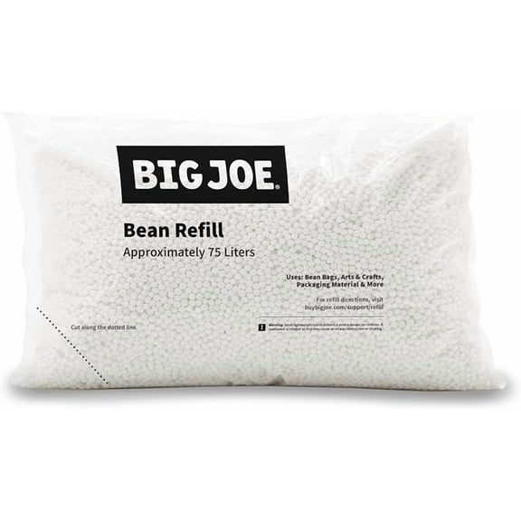 Bean Refill 2 Pack Polystyrene Beans for Bean Bags or Crafts, 100 Liters per Bag