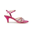 thumbnail image 3 of BLISSFUL STEP Women's Shoes Rhinestone Ankle Strap Kitten Heel Open Toe PU Buckle Sandals  Hot Pink 7, 3 of 8