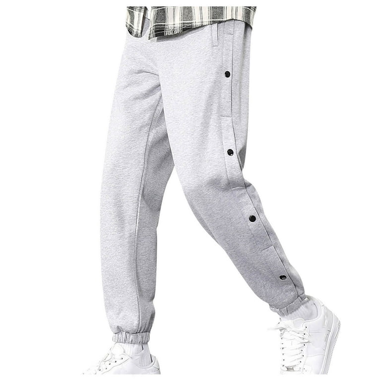 DeHolifer Mens Sweatpants Solid Casual Button Pants Casual Jogger