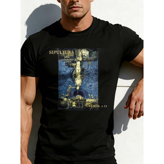 Graphic Design Men's T-Shirt Sepultura Chaos A D Music Album Art Summer Casual Wear for Metal Fans And Rock Enthusiasts