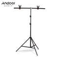 thumbnail image 1 of Andoer 1 * 2m/3.2 * 6.5ft T-Shape Backdrop Stand Background Bracket Kit Aluminum Alloy Material Heavy Duty Portable Adjustable Height for Photography Video Studio with Spring Clip Black, 1 of 7