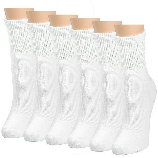 Falari 6Pack Women Diabetic Quarter Socks for Diabetes Edema and
