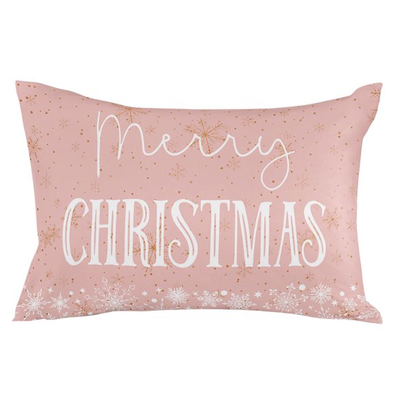 Blush Pink Gold Winter Snowflake King Size Pillow Cover, Pillowcase Protectors with Zipper, Breathable Decorative Throw Pillow Case Cover, Pillow Shams for Couch Sofa 20x36Inch
