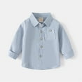 thumbnail image 4 of Girls' Button Down Shirts Boys Formal Outfit Blue Long Sleeve Shirt Boys School Uniform for Boys Boys Girls Fashion, 4 of 4