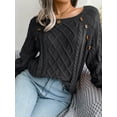 thumbnail image 4 of jinghuiyue Women Sweaters Long Sleeve Square Neck Knit Pullover Casual Cable Loose Knitwear Tops Fashion S, 4 of 7