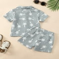 thumbnail image 6 of VNKIDY Toddler Boys Summer Clothes Sets Button Down Shirt & Shorts 2Pcs Tree Printed Casual Beach Outfits Sets Versatile, 6 of 6