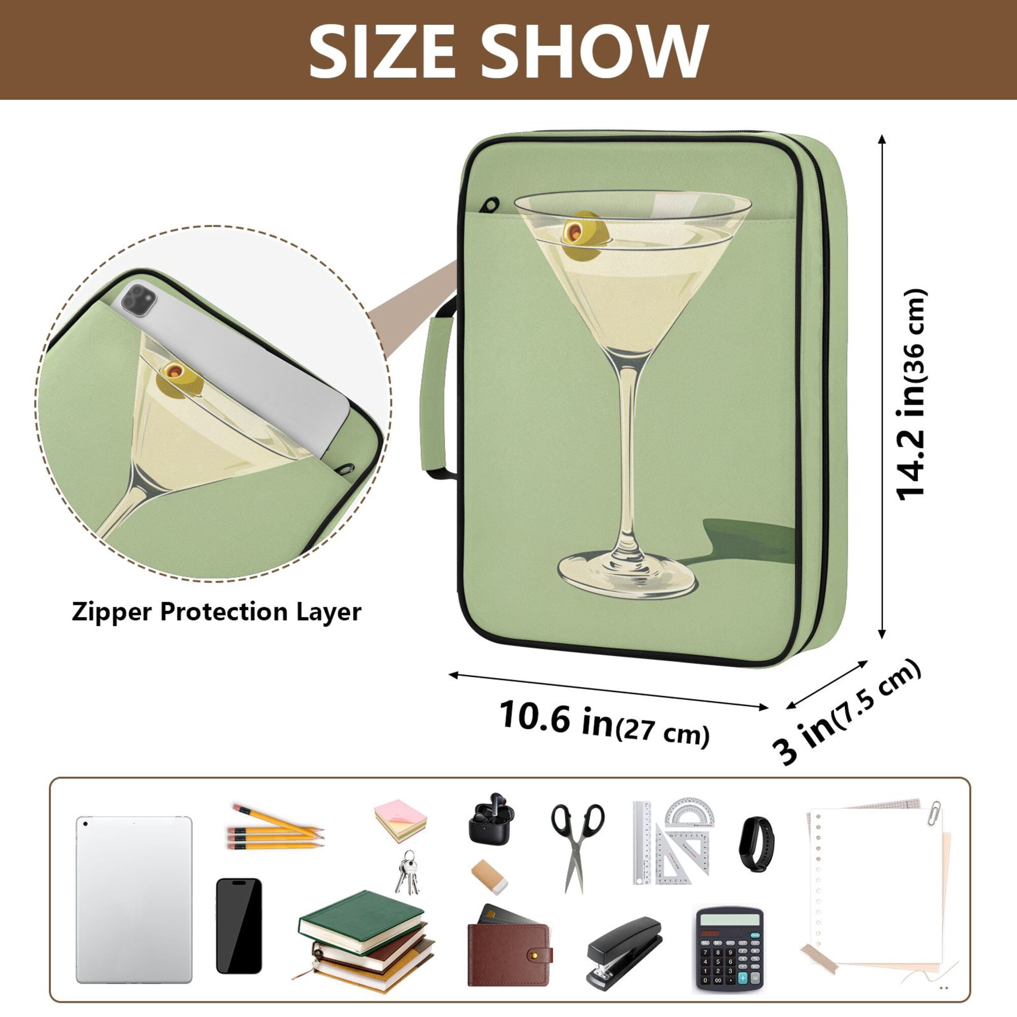 FORMRS Accordion File Folder A4 Size 7-Pocket Expanding Document Organizer Bag with 3 Ring Binder, Light Green Martini