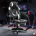 thumbnail image 4 of Garvee Chaise Gaming, Repose-Pieds Rétractable, Soutien Lombaire et Appuie-Tête Réglables, Noir et Blanc, 4 of 8