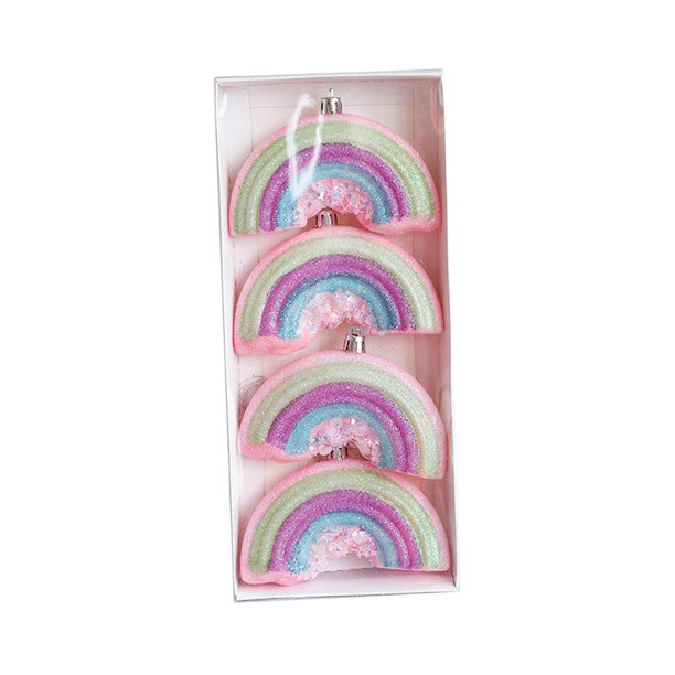 Adorno de de Navidad, regalo de cumpleaños, decoración navideña, manualidades decorativas, bonito coleccionable nórdico para accesorios de 4 piezas colgante de arcoíris