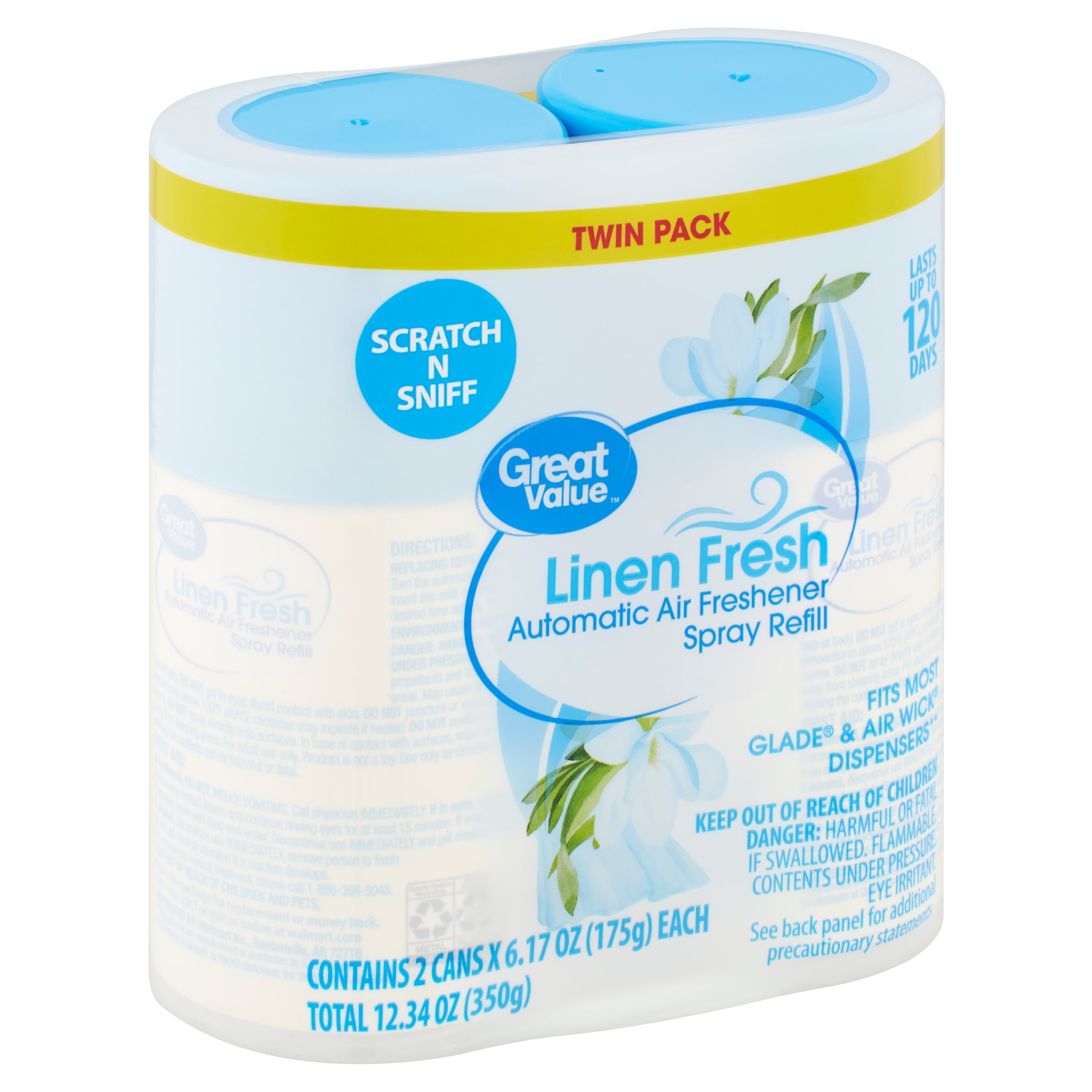 Great Value Automatic Air Freshener Spray Refill Linen Fresh 12 34 Oz 2 Count Walmart Com Walmart Com