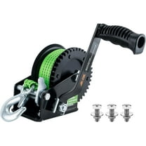 AC-DK 1600lbs Heavy Duty Boat Trailer Winch with 26FT Green Strap, 2-Way Ratchet & 4:1 Gear Trailer Winch, Portable Hand Crank Winch.