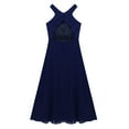 thumbnail image 5 of Manyakai Kids Girls Floral Lace Chiffon Sleeveless Bridesmaid Wedding Party Maxi Flower Girl Dress Navy Blue 16, 5 of 7