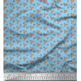 thumbnail image 1 of Soimoi Blue Japan Crepe Satin Fabric Dot & Leaves Print Fabric by the Yard 42 Inch Wide, 1 of 2