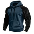 thumbnail image 2 of GuangCheng Mens Color Block Fleece Hoodies,Pullover,Drawstring Hood,Sweatshirt with Kangaroo Pocket,Navy,2XL, 2 of 6