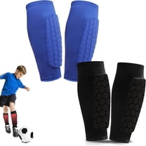 Shin Defender Shin Guards, 2 Pairs Shins Defender Guards for Soccer Kids Youth Adult, Soccer Shindefender Shins Guards Sleeves for Kids 8-10/10-12 (Blue Black)