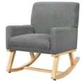 thumbnail image 6 of Gymax Mid Century Fabric Rocking Chair Upholstered Accent Armchair Lounge Chair Gray, 6 of 10