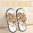 thumbnail image 2 of Balery Vintage Wild West Cowboy Pantuflas de Casa de Felpa Silenciosas con Diseño Estampado, Zapatillas Cómodas Antideslizantes de Algodón para Interior-Medium, 2 of 8