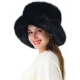 thumbnail image 2 of Women's Faux Fur Bucket Hats Fluffy Winter Warm Ladie's Unique Wide Brim Fisherman Cap, 2 of 12