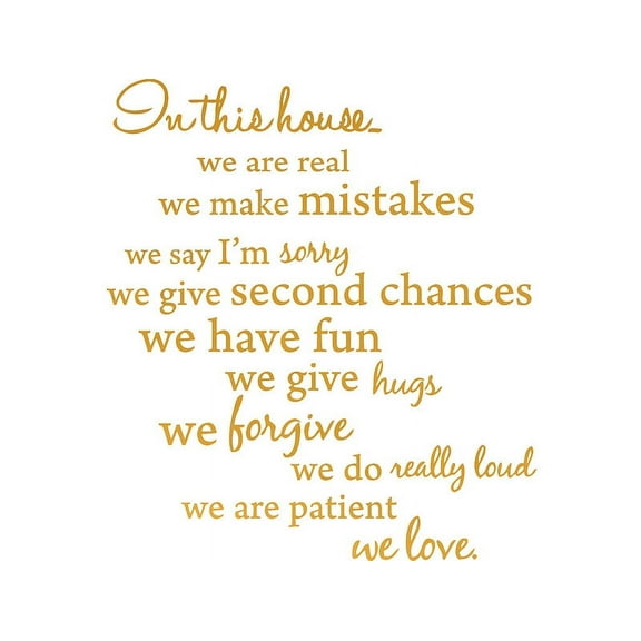 GOLD(CHROME MIRROR) 22" x 25" In this house, We are Real... Vinyl Wall Art Home Decor Decal Sticker