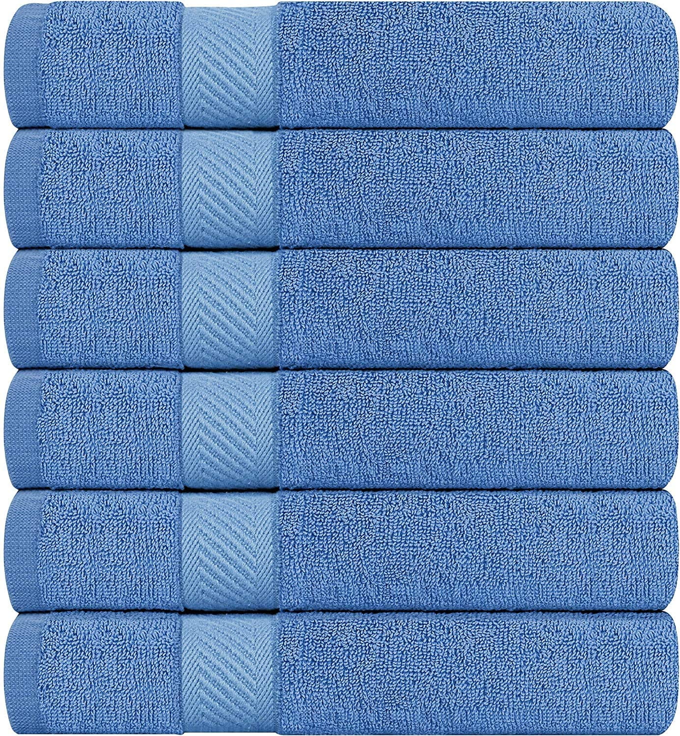 Striped Cotton Pool Towels White w/ Blue Stripe 22 x 44 Bulk Value 12 Pack 
