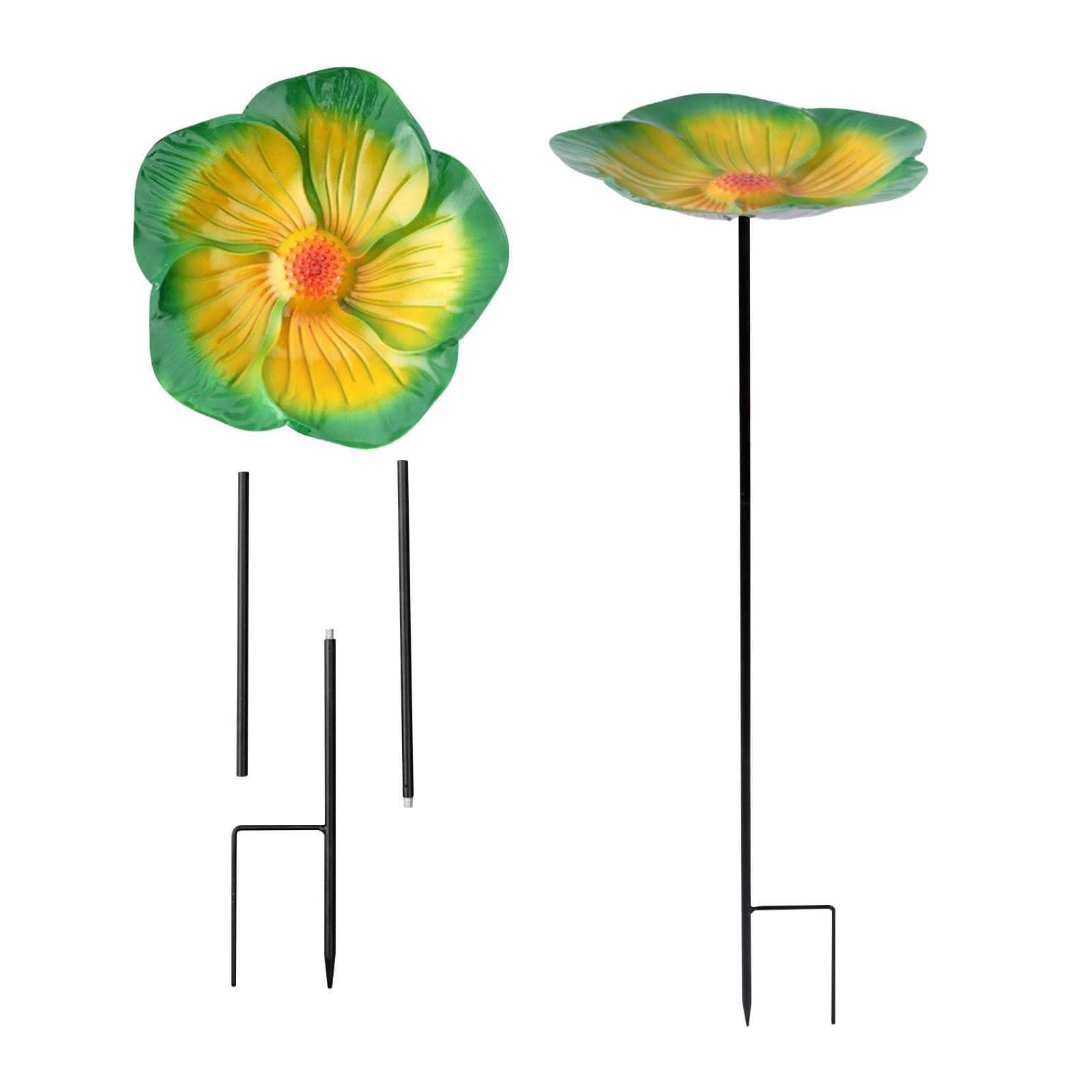 UYUH Metal Flower Garden Stake Decorative Bee Watering Station Bee Bath for Garden Bee Water Feeder with Flower Design Butterfly Bee Bath Bowl for Outdoor Yard Decor Plug in Bird Water Feeder