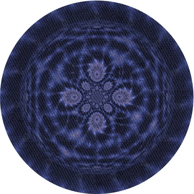 Ahgly Company Tapis de Zone Rond d'Intérieur Lavable à la Machine, Transitionnel, Bleu Nuit, 8 Pieds Rond