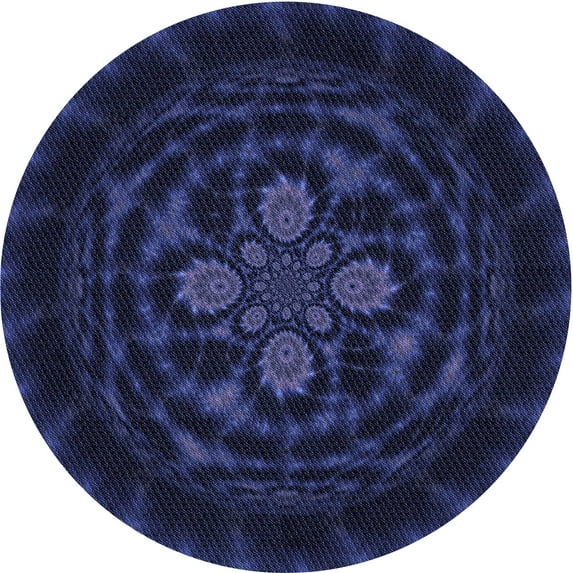 Ahgly Company Indoor Round Patterned Night Blue Area Rugs, 3' Round