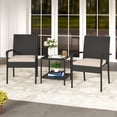 thumbnail image 4 of Gymax 3 Piece Patio Furniture Set Outdoor Wicker Chair & Table Set w/ Seat Cushions Beige, 4 of 10
