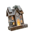 thumbnail image 4 of Cabaña de madera con nieve iluminada para Navidad, miniatura, 9,4 x 5 x 12,2 pulgadas, decoración de mesa para bodas, fiestas y festivales especiales Estilo B, 4 of 9