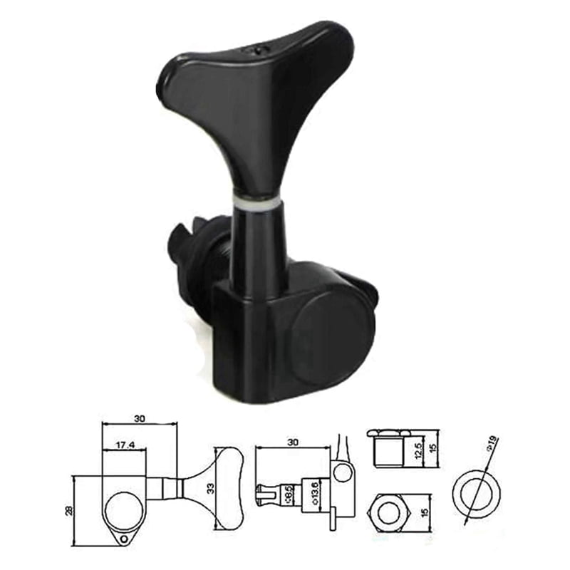 4+4 Sealed Guitar Tuning Pegs Keys 4R4L Machine Tuners for and , Black