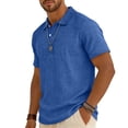 thumbnail image 2 of Men's Cotton Linen Polo Shirts 2026 Short Sleeve Casual Summer Shirt Slim Fit Breathable Textured Beach Top Navy S, 2 of 8