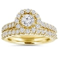 thumbnail image 1 of 1 7/8ct Round Diamond Halo Engagement Wedding Ring Set 14K Yellow Gold, 1 of 3