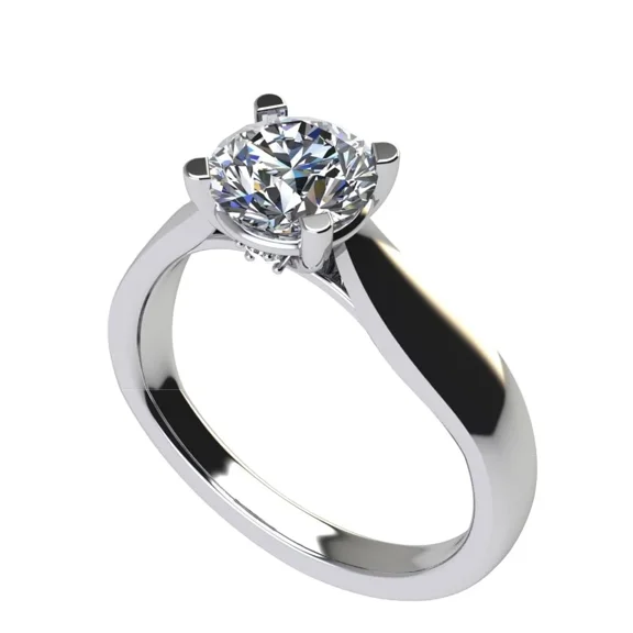 1.00ct Round Cut Lucita Solitaire Simulated Diamond Wedding Engagement Ring 14K Gold-6.5mm-Size 5
