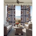 thumbnail image 6 of Boho Blue Yellow Blackout Curtains for Bedroom Living Room Darkening Curtains 96 Inches Long Retro Bohemian Flower Leaf Tribal Window Curtain 2 Panels Set Window Treatment Grommet Drapes 52"x96", 6 of 9