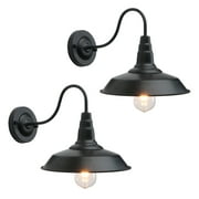 Set of 2 Rustic Wall Sconce Metal Wall Lights Black Finished