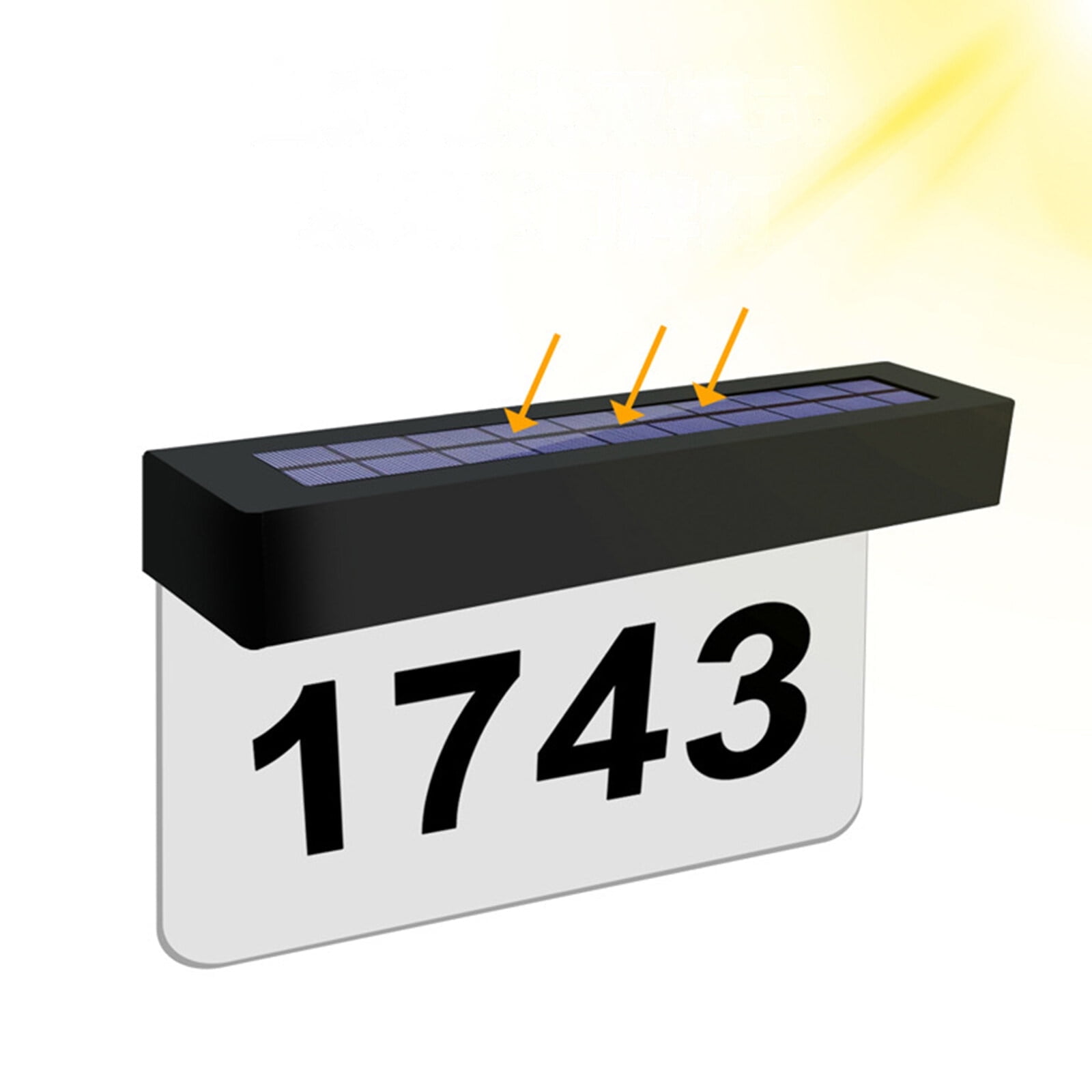 Solar Address Sign, Lighted Address Plaque Outdoor Waterproof, LED Illuminated Address Numbers, House Numbers for Outside, 2-Color Lighting Modes, Wall Mounted for Home Yard