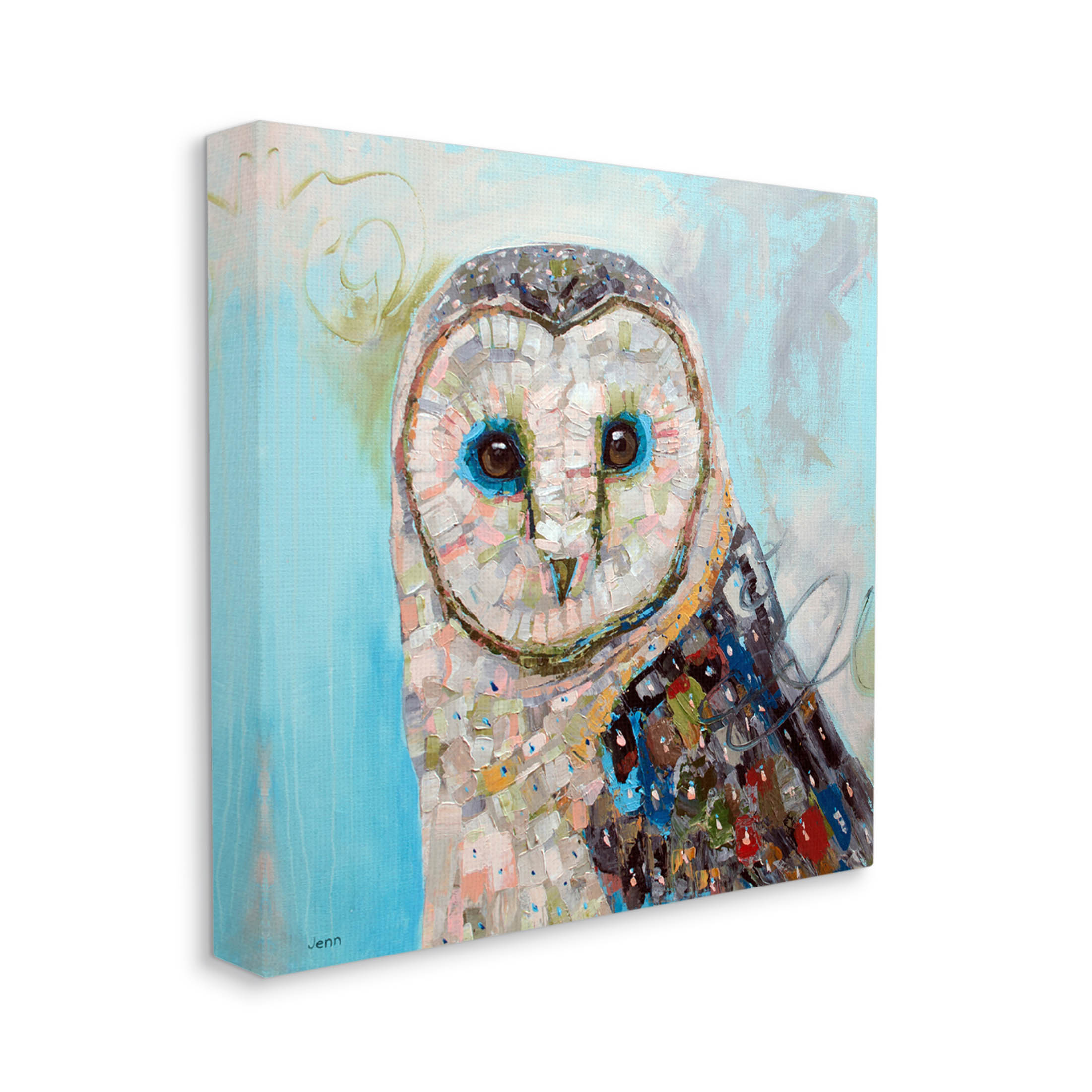 Barn Owl Urban Style Modern Animals & Insects Painting Gallery Wrapped Canvas Print Wall Art